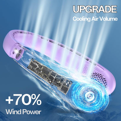 KIDEE Neck Fan, Portable Bladeless Neck Fans, Upgrade 360° Airflow, Super Quiet, 3 Speeds, 4000mAh Personal Wearable Neck Fan, Upgraded Cooling Air Volume USB Rechargeable Hands Free Fan