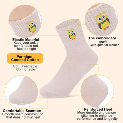 Eurzom 10 Pairs Socks Womens Crew Elastic Ankle Length Cotton Socks Aesthetic Cute Lightweight Low Cut Gifts for Women - Colors B