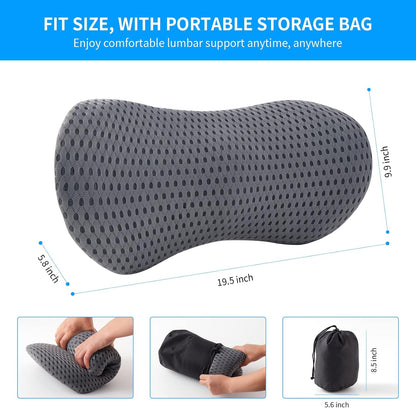 Lumbar Pillow, Memory Foam Lumbar Support Pillow for Office Chair and Car Seat, Ergonomic Streamline Back Pillow for Lower Back Pain Relief, Back Support Pillow for Sitting, Driving, Traveling