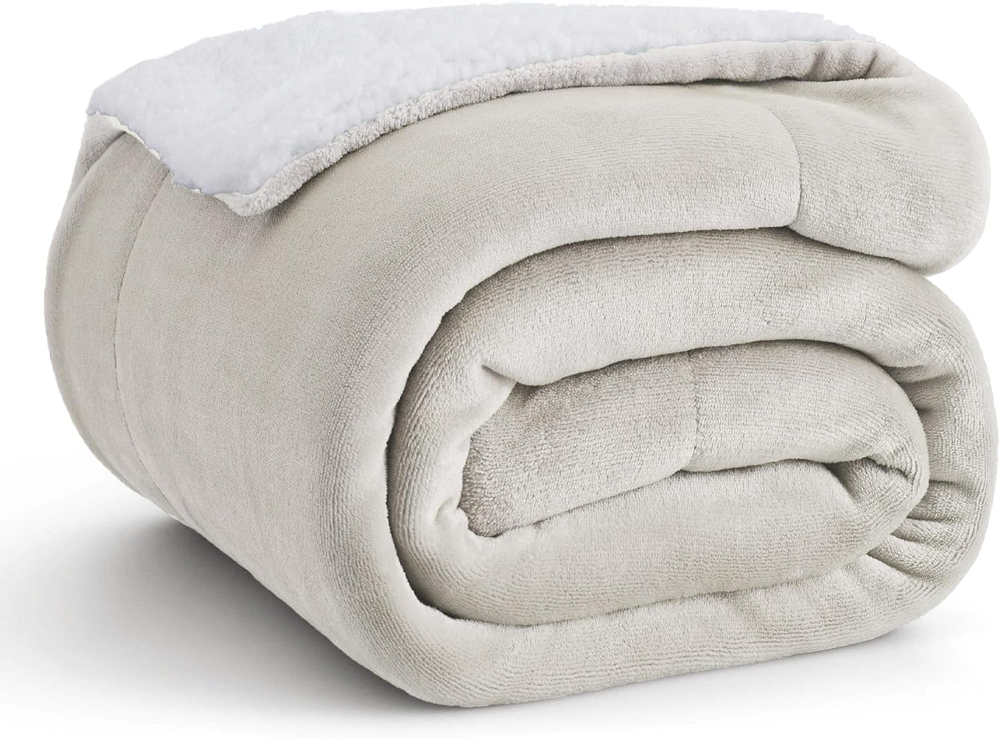 Bedsure GentleSoft Sherpa Fleece Throw Blanket for Couch, Non-Heated, Thick & Warm Cozy Blanket for Winter, Soft Fuzzy Plush Throw Gifts for Women and Men, Grey, 50x60 Inches