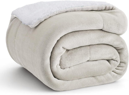Bedsure GentleSoft Sherpa Fleece Throw Blanket for Couch, Non-Heated, Thick & Warm Cozy Blanket for Winter, Soft Fuzzy Plush Throw Gifts for Women and Men, Grey, 50x60 Inches
