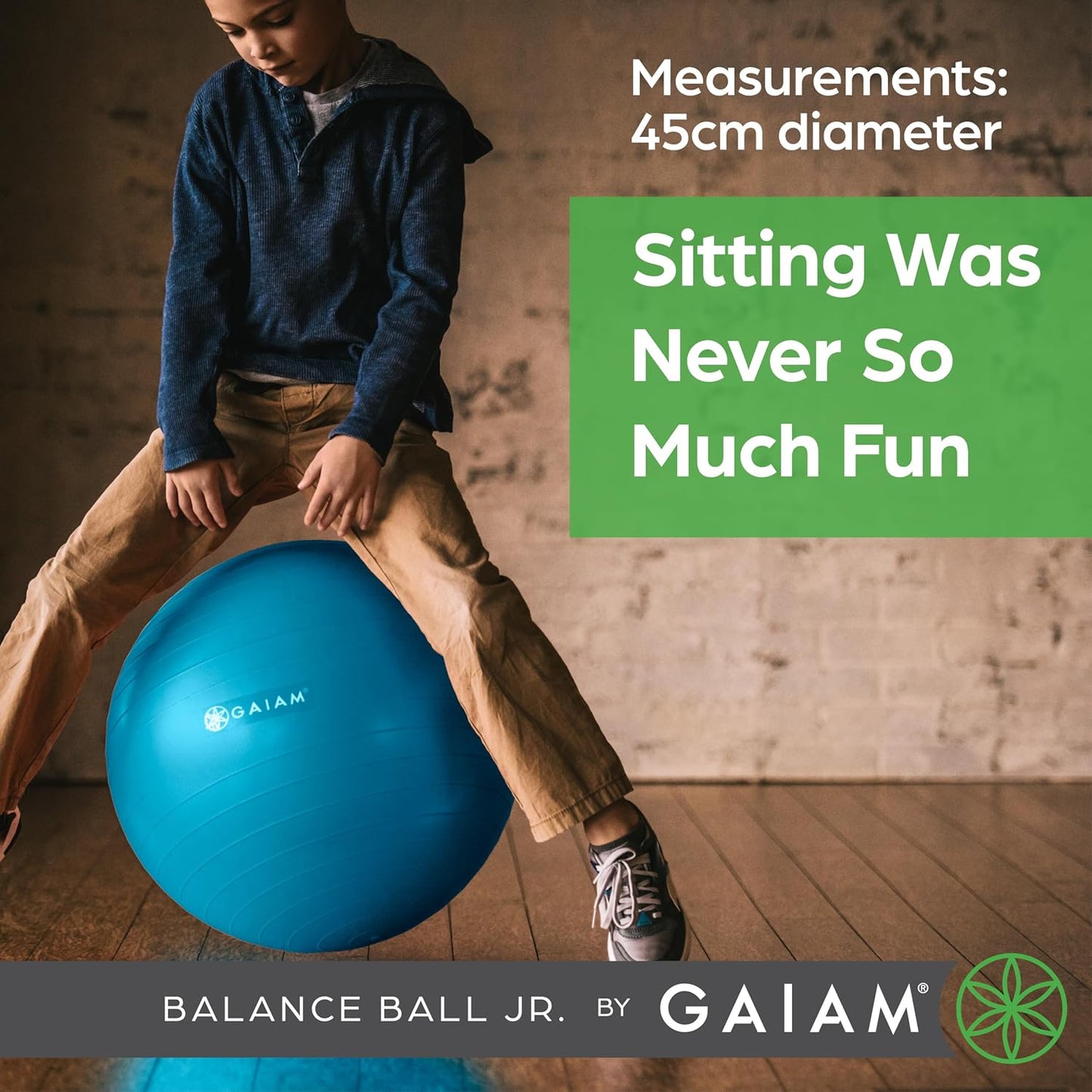 Gaiam Classic Balance Ball Chair – Ergonomic Stability Chair for Desk & Office | Yoga Ball Seat with Base, Air Pump, & Exercise Guide | Improves Posture & Core Strength (300 lb Capacity)
