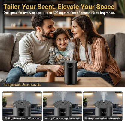 Waterless Essential Oil Diffuser Starter Kit - No Water Needed, Battery Operated Mini Scent Air Machine, Included 3x20ML Essential Oils, Portable Aromatherapy Diffuser for Home & Car & Office, Black