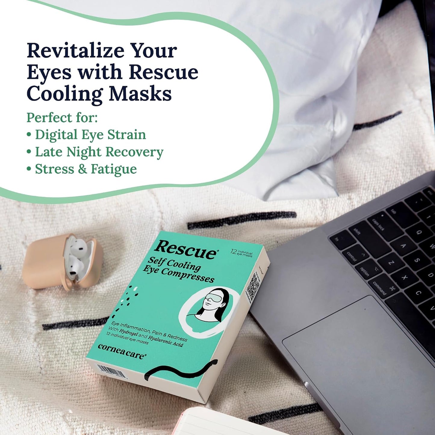 CorneaCare Rest: Self Heating Warm Compress for Dry Eyes | Heated Eye Mask for Fast Relief | Steam Mask for Stye Treatment | No Microwave or Washcloth Needed | Travel Ready Warm Compress | 30 Count