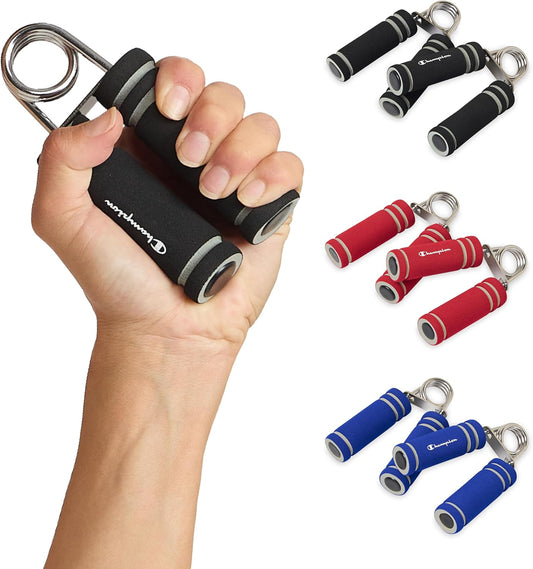 Champion 2-Pack Hand Grip Strengthener, Medium Resistance Grip Strength Trainer with Soft Foam Handles, Forearm and Wrist Trainer for Home Gym Workouts, Stress Relief and Daily Conditioning