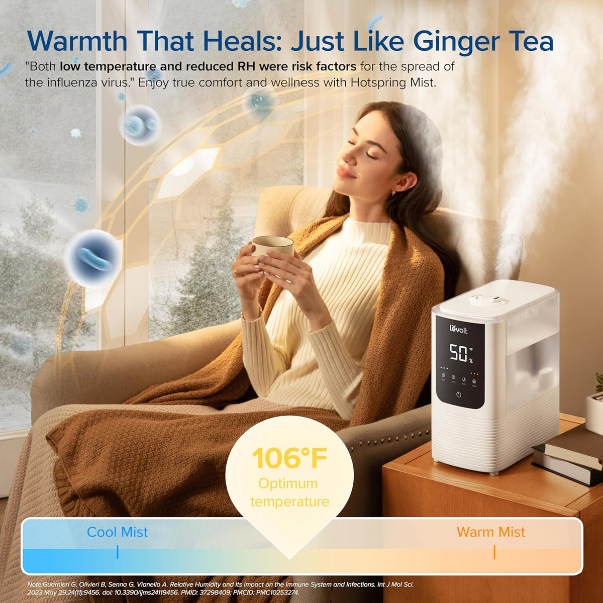 Levoit Humidifiers for Bedroom, Smart Warm and Cool Mist, Symptom Relief