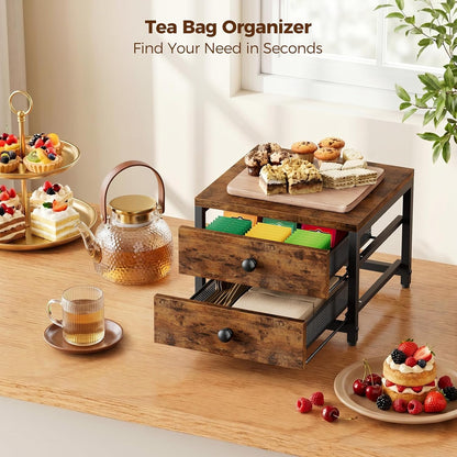 Plaviya Tea Bag Organizer and Storage with 2 Drawers for Countertop