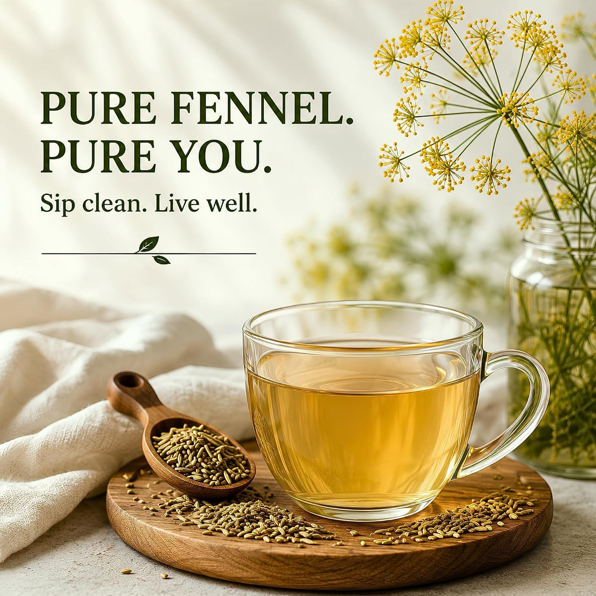 AVYROMA Premium Organic Fennel Seed Tea - Natural Herbal Infusion for Detox, Digestive Health - Caffeine-Free, Herbal Tea, 100% Pure and Natural Ingredients, 30 Teabags