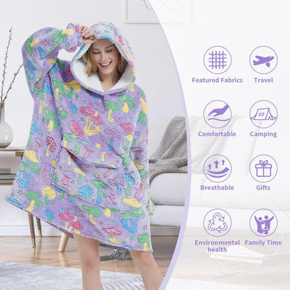 Fiosnow Sun and Moon Blanket Hoodies for Women and Men Adult Oversize Wearable Blanket Hoodies for Soft and Warm