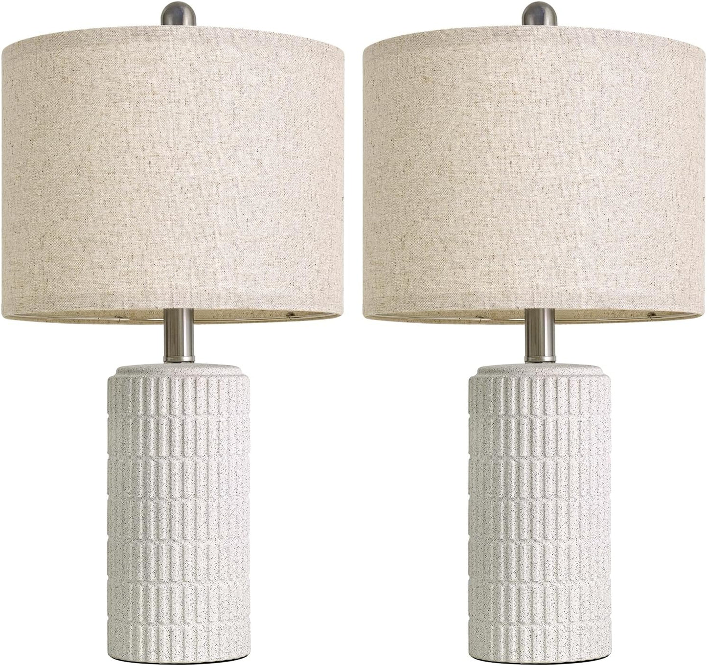 PoKat 20.75" Small Modern Ceramic Table Lamps Set of 2 for Bedroom, White Bedside Lamps for Night Stands, Farmhouse Desk Home Decor Gift Nightstand Table Lamps for Living Room End Table Beige