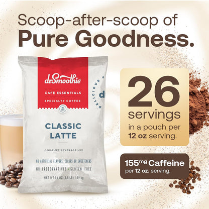 Café Essentials Matcha Green Tea Latte Frappe Mix – No Artificial Colors, Flavors, or Sweeteners – Shelf Stable – 51mg of Caffeine – Great for Hot, Iced, & Frozen Frappes (3.5 lb Bag, 30 Servings)