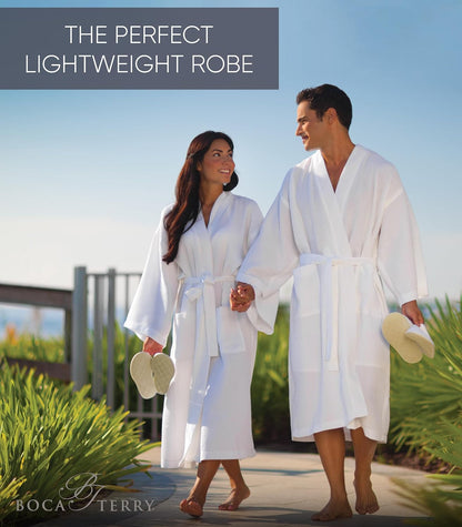 Women’s Waffle Robe by Boca Terry, Kimono Style Lightweight Summer Robe