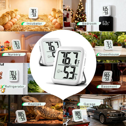 Antonki 2 Pack Room Thermometer for Home, Hygrometer Indoor Humidity Meter Gauge, Digital Temperature and Humidity Monitor Sensor for House, Terrarium, Incubator, Greenhouse - Battery Included