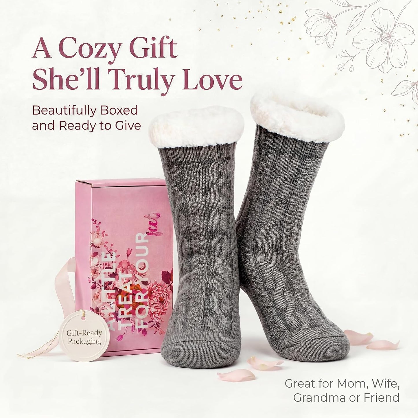 Cozylook Fuzzy Slipper Socks for Women with Grips Warm Cozy Soft Non-Slip Winter Socks Cozy Gift Idea