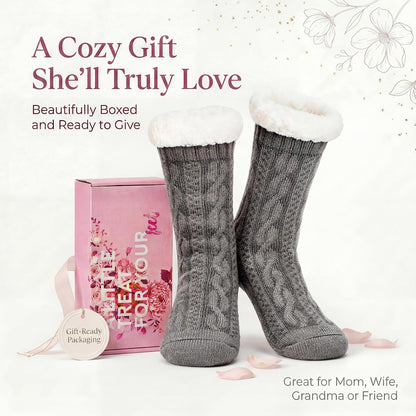 Cozylook Fuzzy Slipper Socks for Women with Grips Warm Cozy Soft Non-Slip Winter Socks Cozy Gift Idea