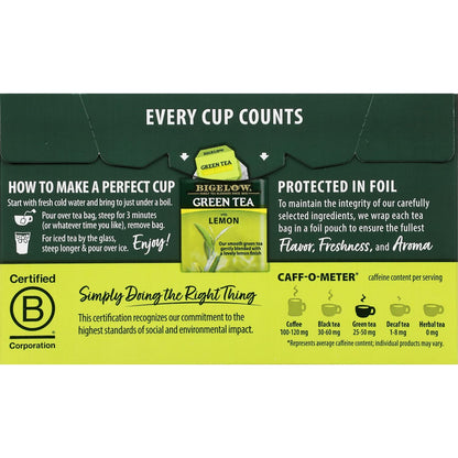 Bigelow Tea Green Tea with Mint, Caffeinated Tea with Green Tea and Peppermint, 20 Count (Pack of 6), 120 Total Tea Bags