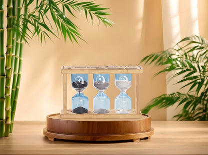 Mini Wooden Sand Timers,100% Bamboo Hourglass Sand Timers 1Min Sandglass Timer for Toothbrush Timer Games Classroom Home Office Cooking(Blue+1Min)