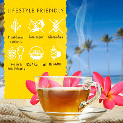 Hawaiian Natural Tea Pineapple Strawberry White & Green Tea Bags, 20 Count