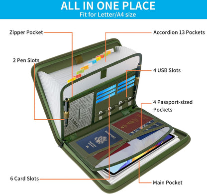 Important Document Organizer with Lock, Fireproof Accordion File Organizer