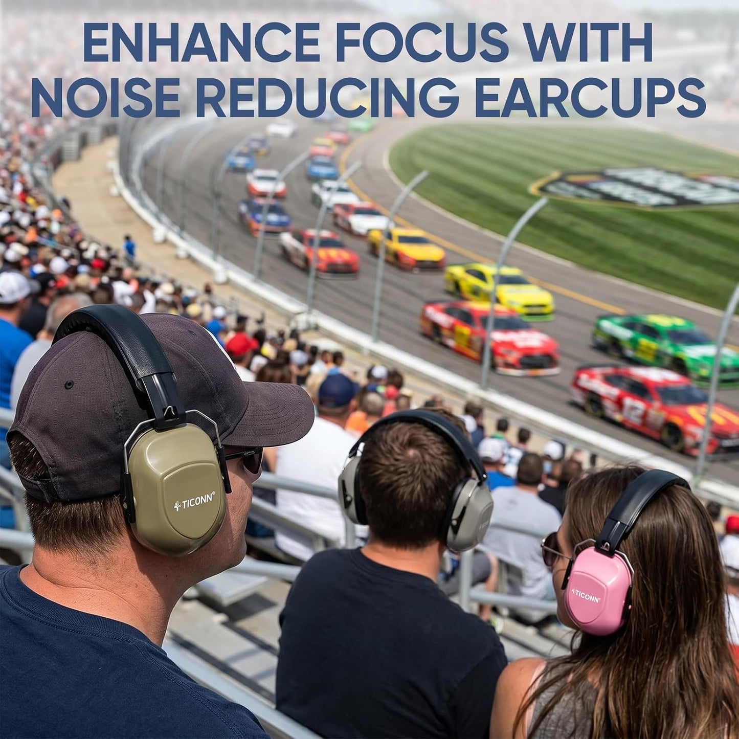 TICONN Noise Cancelling Ear Muffs for Adults, SNR 33dB Hearing Protection, Adjustable Safety Earmuffs for Construction