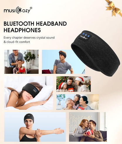 MUSICOZY Sleep Headphones Bluetooth 5.4 Headband, Wireless Earphones Music Sleep Earbuds Sleeping Eye Mask with HD Stereo Speakers for Workout Running Travel Yoga, Ideal Gifts for Men Women Mom Dad