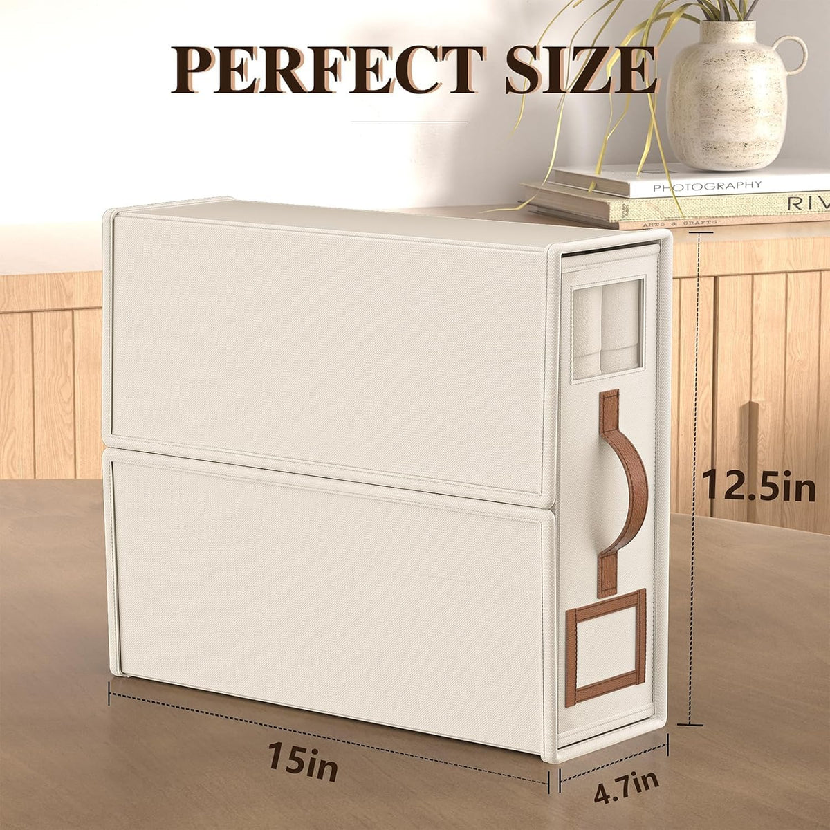 Bed Sheets Organizers And Storage,Sheets Set Folder Keeper with Handle,Foldable Bedding Storage Box For Linen Closet,Duvet Cover(King Size-3.7 Gal,Beige)
