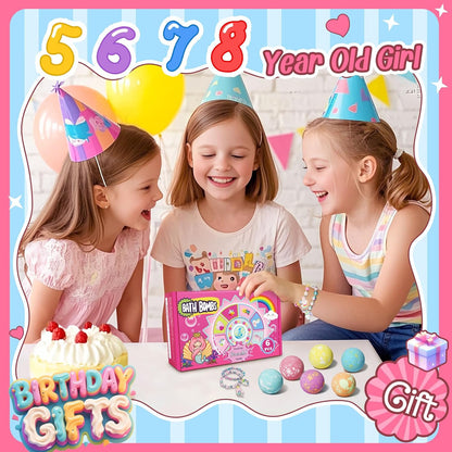 Sanyi Unicorn Bath Bombs for Kids with Bracelet Inside, Gifts for Girls 4-8