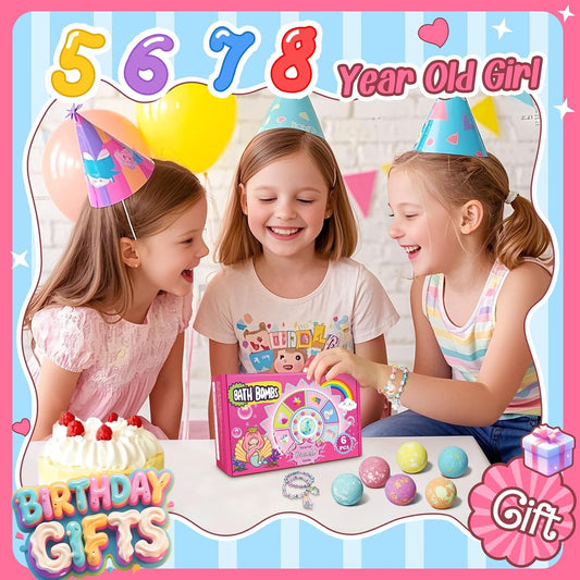 Sanyi Unicorn Bath Bombs for Kids with Bracelet Inside, Gifts for Girls 4-8