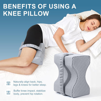 UJPFEO Knee Pillow for Side Sleepers, Leg Pillow for Sciatica, Back, HIPS, Knees, Joints Pain Relief,Pillows for Between Legs While Sleeping Spine Alignment Support & Relieves Pressure