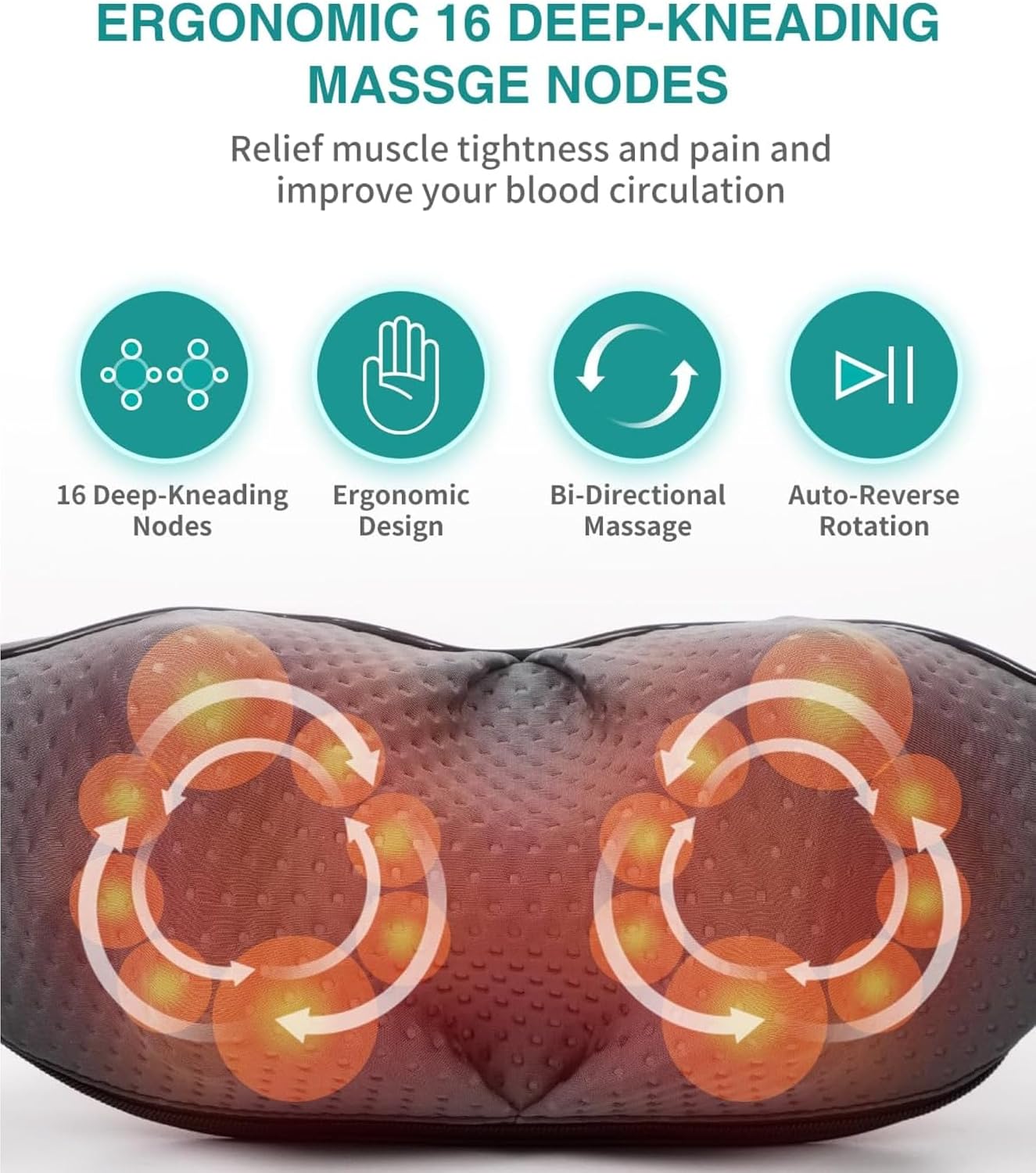 Nekteck Shiatsu Neck Massager with Heat, 2026 Upgraded Cordless Massage