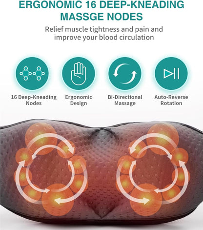 Nekteck Shiatsu Neck Massager with Heat, 2026 Upgraded Cordless Massage