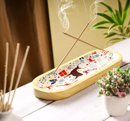 Bless-International Traditional-Handmade-Tray-Burner Wooden-Trat-Incense-Stick-Holder Ash-Catcher-Stand for-Aromatherapy-Meditation-Yoga 11x4x1.22 Inches (Wooden Tray)
