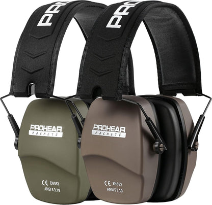 PROHEAR 016 Shooting Ear Protection Earmuffs 2 Pack, NRR 26dB for Gun Range, Hunting -Black and Green
