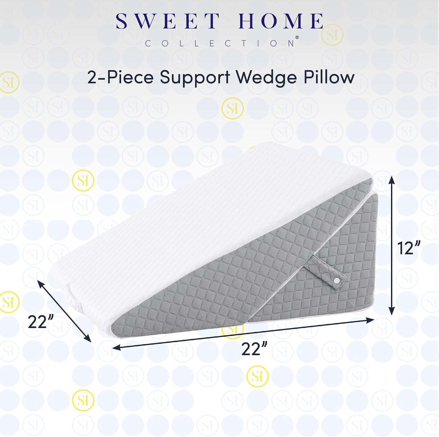 Premium Bed Wedge Pillow - Ergonomic Support for Sleeping, Post-Surgery, Acid Reflux Relief, and More - CertiPUR-US Certified Memory Foam - Removable Cover Included, Triangle, 24" x 22" x 7.5"