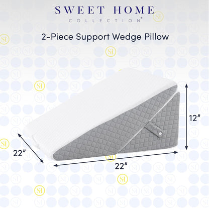 Premium Bed Wedge Pillow - Ergonomic Support for Sleeping, Post-Surgery, Acid Reflux Relief, and More - CertiPUR-US Certified Memory Foam - Removable Cover Included, Triangle, 24" x 22" x 7.5"