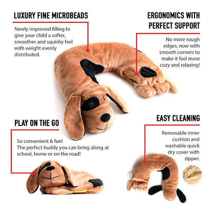 LakiKid Shoulder Wrap for Kids – Travel Pillow for Flights, Car Rides, & Adventures, Soft & Cuddly Neck Pillow Airplane for Kids Made of Polyester in an Adorable Beagle Design, Travel Fidget Toy