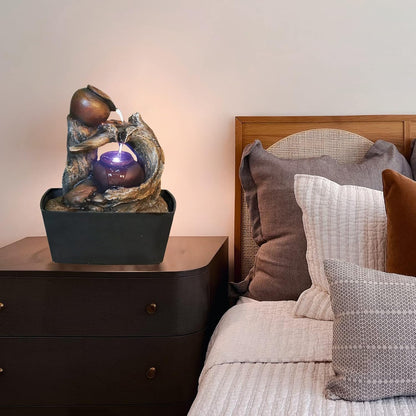 Ferrisland Tabletop LED Light Meditation Indoor Waterfall Fountain