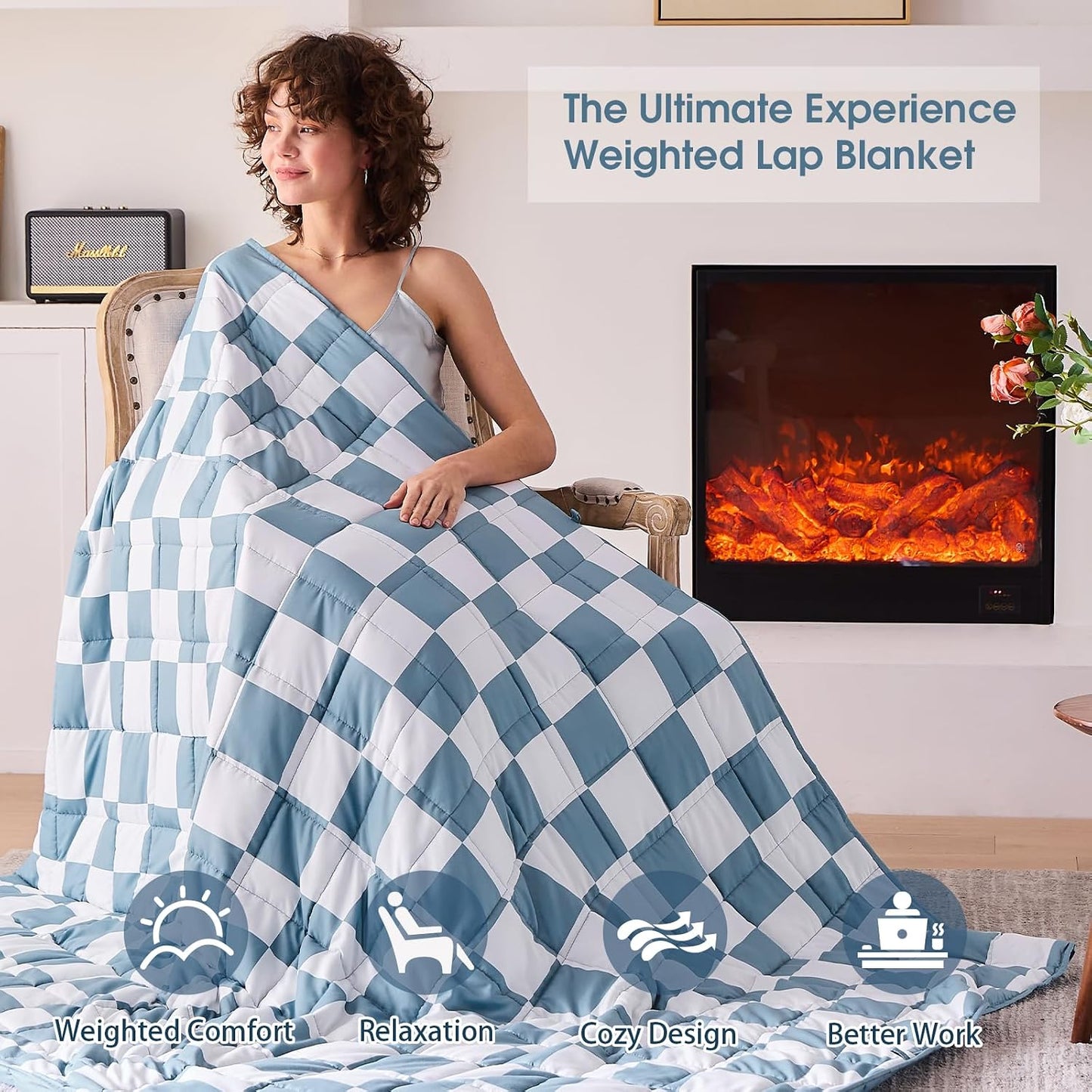 Weighted Lap Blanket for Adults 5lbs, 24"x29" Cooling Heavy Throw Blanket, Portable Travel Weighted Blankets, Soft Small Blankets Gift for Sleeping, Navy Blue