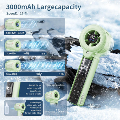 Handheld Misting Fan,20000 RPM,100 Speeds,Nano Mist,LED Display