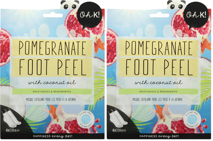 Oh K! Foot Peel Mask - Pomegranate - Foot Peeling Mask for Dry Feet and Cracked Heels - Feet Exfoliant with Pomegranate and Coconut Oil - 1 Pair