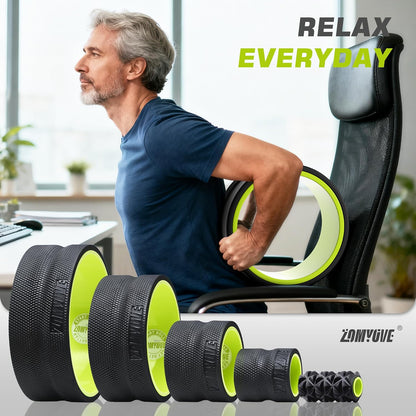 Back Roller Wheel - 5 Pack Yoga Foam Roller for Physical Therapy & Back Stretcher, Deep Tissue Massage for Pain Relief & Stretching | Green.