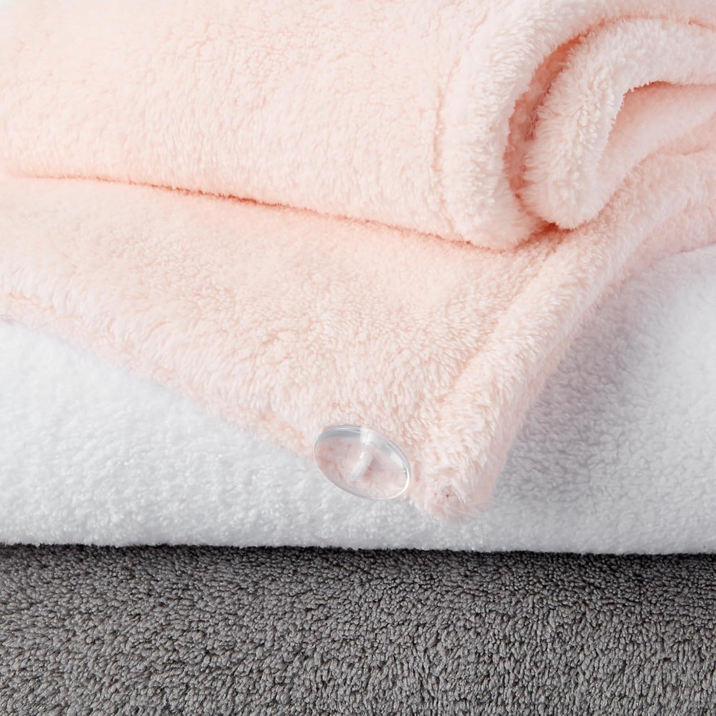 Amazon Basics Quick Dry Microfiber Hair Towel Wrap, Hair Drying Towel, Grey/Beige, 2-Pack
