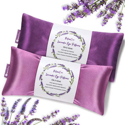 RelaxCoo Lavender Eye Pillow for Relaxation, Yoga, Sleeping, Weighted Eye Mask Heated for Headache, Sinus, Dry Eye Relief, Moist Heat Eyes Compress, Meditation Accessories with Aromatherapy, Pack of 4