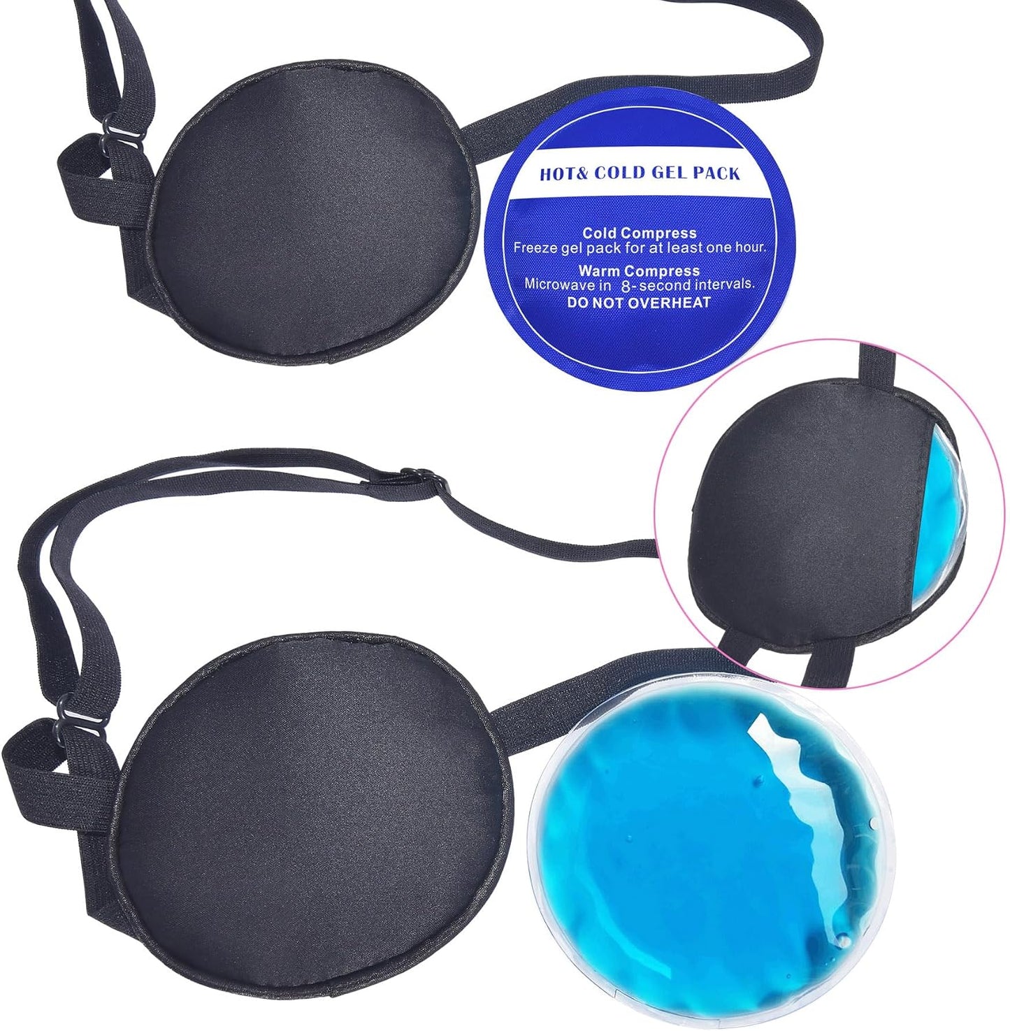 Cooling Eye Patches for Puffy Eyes, Pure Silk Ice Eye Patch, Single Eye Mask, Medical One Eye Cover Cold Hot Therapy Strabismus Lazy Eyes After Surgery Adult Kid Pirate Eyepatch (Pink-New)