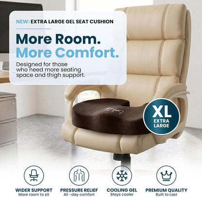 ComfiLife Gel Enhanced Seat Cushion – Office Chair Cushion – Non-Slip Gel & Memory Foam Coccyx Cushion for Tailbone Pain - Desk Chair Car Seat Cushion Driving - Sciatica & Back Pain Relief (Navy)