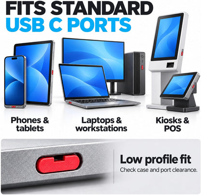 USB C Port Blockers, Control USB C Port Access, 2 Metal Keys, Black