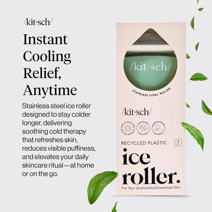 Kitsch Ice Roller for Face – Stainless Steel Ice Face Roller to Reduce Puffiness, Redness & Headaches – Cooling Facial Roller for Skin Care, Irritation Relief & Spa-Like Experience at Home-Pink