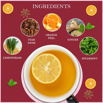 Orange Ginger Mint Herbal Tea 100gm, Natural Herbal Infusion, 50 Tea Bags