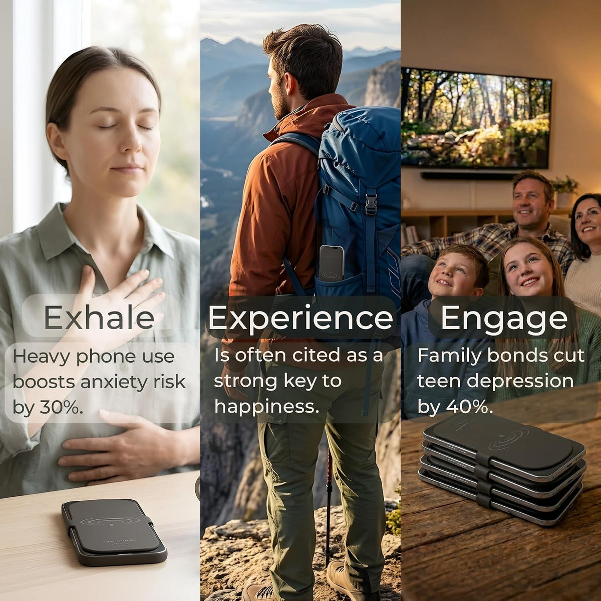 Mindsight PhoneBlock to Reduce Compulsive Phone Checking | Silicone screen cover w/ elastic strap fits most iPhones & Samsungs | Promotes Mindful Phone Use | Home, Office, Outdoors | Less Phone, More Life