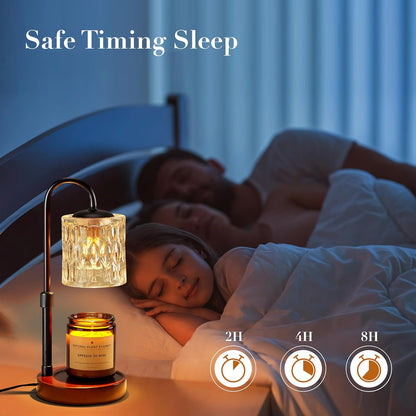 Briever Dimmable Candle Warmer Lamp with Timer, Height Adjustable Electric Candle Wax Warmer, Christmas Birthday Gifts for Women Mom, House Warming Gifts New Home Room Decor, Walnut Solid Wood Base